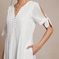 thumbnail image 4 of Summer Fashion Dresses for Womens 2024 Plus Size Solid Color Lace Midi Dress Short Sleeve V-neck Mid-calf Dress Gift for Women Womens Plus $15 & Under, 4 of 5