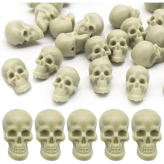 80 Pcs Mini Plastic Skull Heads, Halloween Mini Skulls Tiny Skull Figures, Small Realistic Skulls Table Decor For Halloween, Photo Props Party Decorations Haunted House Landscape Accessories