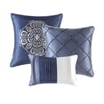 thumbnail image 4 of JERFIT Queen Size 7-Piece Navy Comforter Set - All-Season Luxury Bedding Collection with Faux Silk & Decorative Pillows, 4 of 7