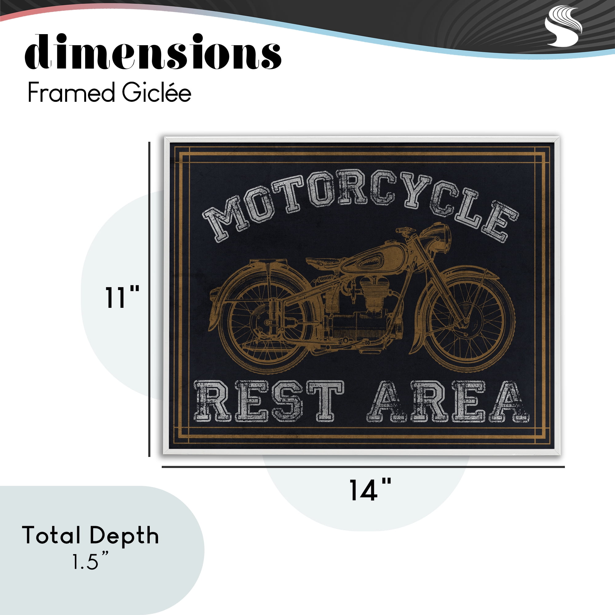 Stupell Industries Motorcycle Rest Area White Framed Giclee Art, design by Marcus Prime