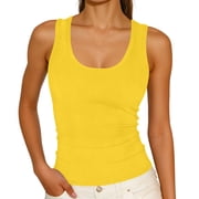 BUIGTTKLOP Tank Tops for Women Summer Sleeveless Shirts Ribbed Going out Tops Scoop Neck Stretch Slim Fitted Basic Tees