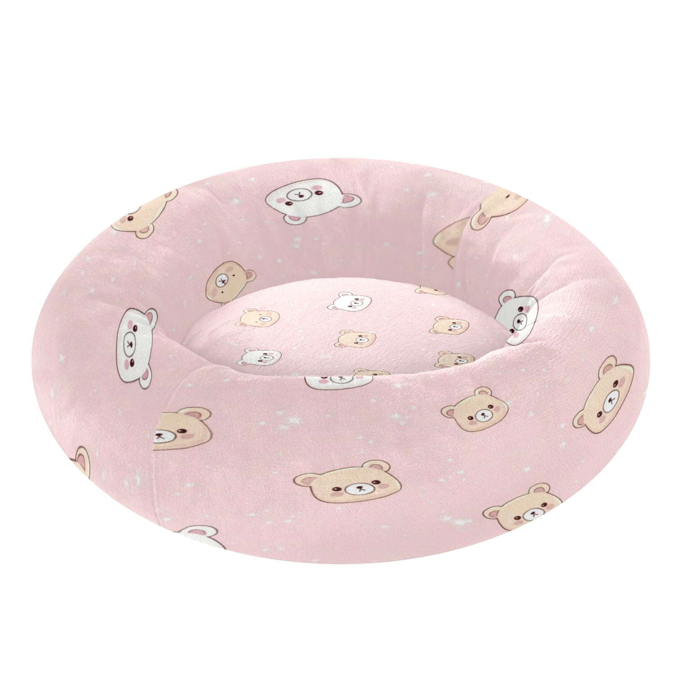 Iauyy Pet Couch Donut Cat Bed for Indoor Cats/Small Dogs Washable & Machine with Non-slip Bottom Calming Cat Furniture, Cute Face (M)