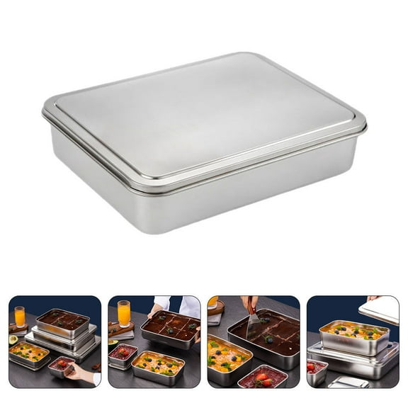 Topbathy Stainless Steel Cake Pan with Lid for Cookies Storage Event Hosts 1 Set