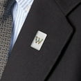 thumbnail image 2 of Letter W Floral Monogram Initial Metal Rectangle Lapel Hat Pin Tie Tack Pinback, 2 of 4