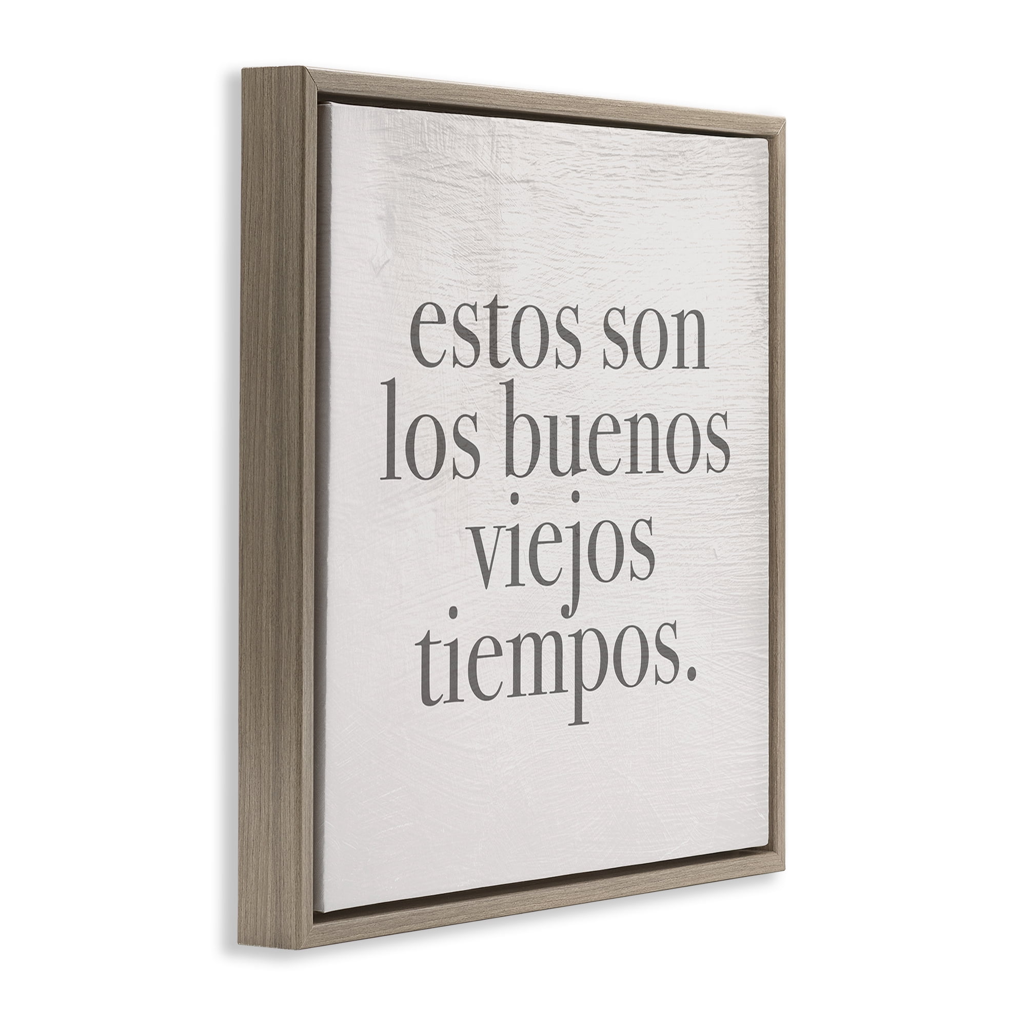 Stupell Industries Los Buenos Viejos Tiempos Inspirational Quotes & Sayings Painting Brown Floater Framed Art Print Wall Art, 25 x 25