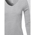 thumbnail image 4 of A2Y Women's Basic Solid Soft Cotton Long Sleeve V-neck Top T-shirt Heather Grey M, 4 of 6