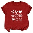 thumbnail image 1 of Fvwitlyh T-Shirts pour Femmes Coupe Ample Mode Femmes Décontracté Bouton Imprimé Floral Col Rond Manches Courtes T-Shirt Blouse Hauts Rouge,P, 1 of 5