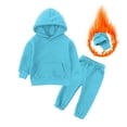 thumbnail image 6 of Kids Cotton Sweatsuits Girls Boys Fleece Lined Winter Outfits 2 Piece Sets Hoodies Joggers Sweatpants with Pockets Sky Blue, Size 6-7 Y, 6 of 7