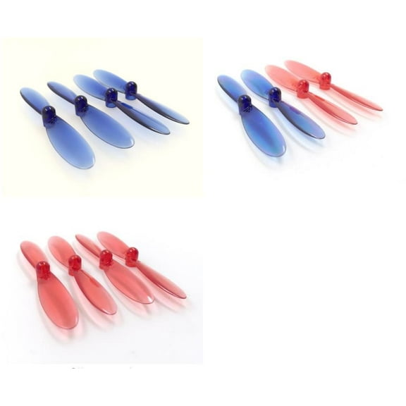 HobbyFlip Clear Blue Red and Blue/Red 55mm Propellers Compatible with Hubsan X4 H107D