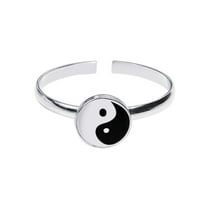 Cute Yin Yang Balance .925 Sterling Silver Toe Ring or Pinky Ring