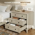 thumbnail image 4 of Bestier Farmhouse Nightstand Set of 2 with 3 Drawers, Wood Bedside Table Night Stand with Charging Station, Sofa Side End Table for Bedroom, Living Room, Oak, 4 of 12