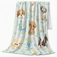 thumbnail image 2 of Whimsical Puppy Garden Cheerful Cartoon Design, Cozy Pet Portrait Pattern, Warm Flannel Blanket for Living Room and Bedroom, Dog Lovers Just Because Gift, Pet Lover Home Decor, 2 of 9