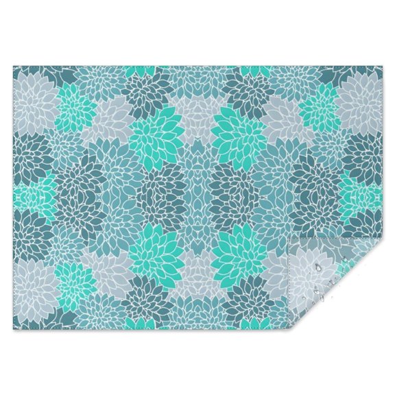 Turquoise Floral and Petal Pattern Rectangle Tablecloth 60"x84",Waterproof Polyester Rectangle Table Cloth, Wipeable Spillproof Polyester Tablecloth for Dining, Camping, Indoor and Outdoor