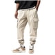 thumbnail image 2 of Pantalones largos para hombre, informales, a la moda, transpirables, con cintura elástica y múltiples bolsillos, pantalones cargo con cierre de velcro, pantalones de rayón para hombre., 2 of 9