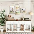 thumbnail image 2 of YINIX Dog Crate Furniture with 2 Drawers, 71”Large Wooden Dog Cage with Lockable Doors for Medium Dogs, White, 2 of 8