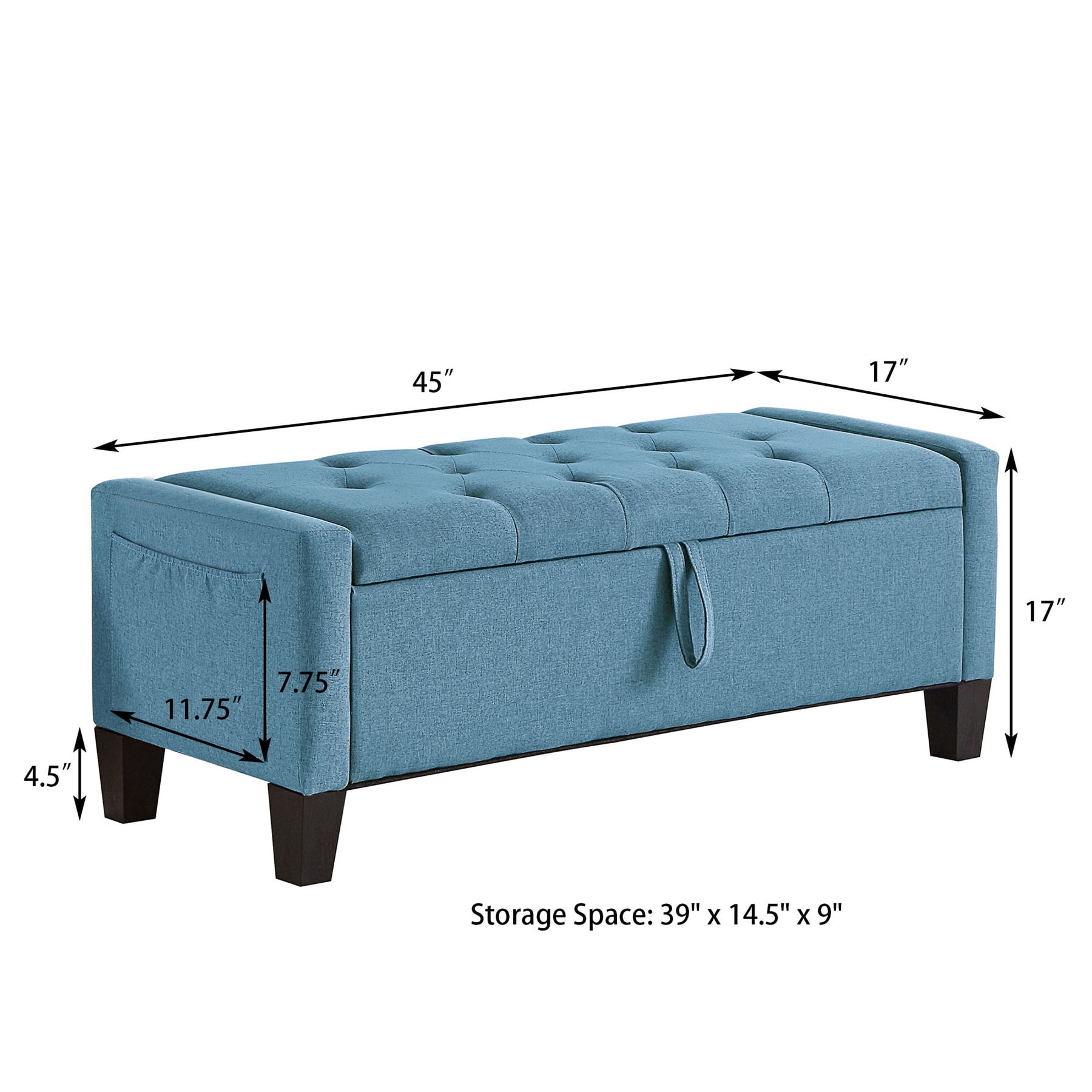 CQSXDA Upholstered Ottoman Bench in Linen with Storage and Safety Hinge for Entryway Seating and Organization
