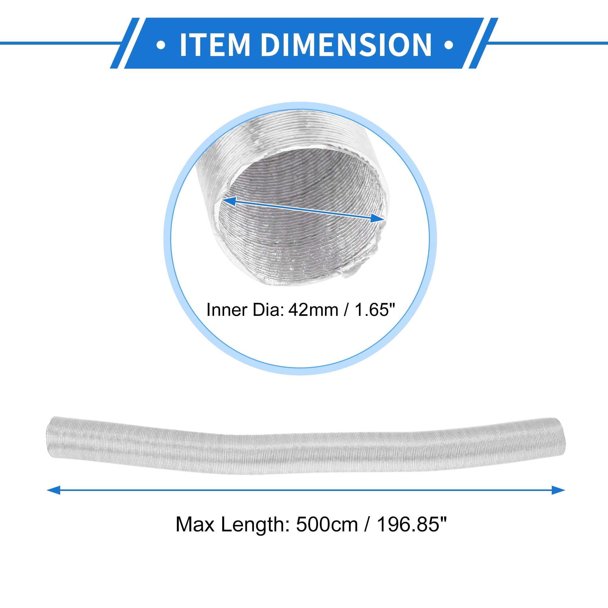 Unique Bargains 42mm Dia 500cm Car Heater Duct Pipe   Aluminum Foil Warm Air Ducting Hose for Diesel Heater Silver Tone