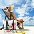 thumbnail image 3 of Mesh Beach Tote Bag with Cooler Compartment Insulated Detachable Picnic Bag with Zipper and Pocket Pool Bag for Women, 3 of 5