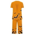 thumbnail image 3 of SwiftWear Halloween Pajamas Sets for Women Castle Pumpkin Bat Cute Spider Ghost Print Homewear Lounge Set Short Sleeve Henley Shirts Capris XXL, 3 of 4
