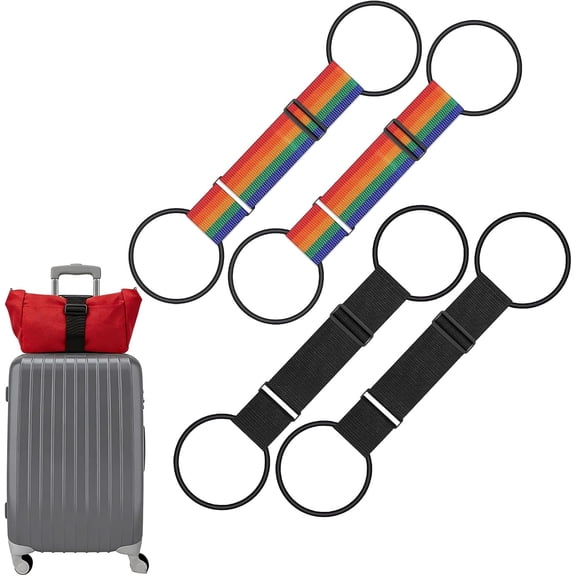 4-Pack Luggage Straps, Multi Use Strong Adjustable Luggage Connector Straps, Wear-Resistant Elastic Bungee Belts for Suitcases