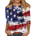 thumbnail image 2 of Vetsdori Red White and Blue T Shirts for Women Casual Plus Size 3/4 Sleeve Pullover American Flag,July 4th Summer Independence Day Fashion Ladies Tops Crew Neck, 2 of 5