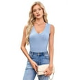 thumbnail image 3 of Womens Summer Casual V Neck Sleeveless Workout Tank Tops Sky Blue M, 3 of 9