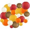 Just Artifacts Decorative Fall Round Chinese Paper Lanterns 24pcs Assorted Sizes & Colors (Color: Apple Cider)