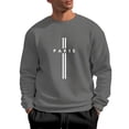 thumbnail image 2 of PARIS Men's Letter Printed Round Neck Long Sleeve Sweatshirt, Casual Sports Pullover for Gym, Street Fashion and Everyday Comfort Wear,Dark Gray,XL, 2 of 5