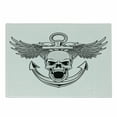 thumbnail image 1 of Anchor Cutting Board, Skull with Anchor and Eagle Wings Freedom Devil Sea Hunter Skeleton Myth Graphic, Decorative Tempered Glass Cutting and Serving Board, Small Size, Grey White, by Ambesonne, 1 of 1