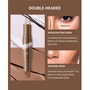 Dual-End Cream Contour Stick, Natural Highlight & Light Coffee Shading Stick, All-Day Wear Face Makeup for Wheat Skin