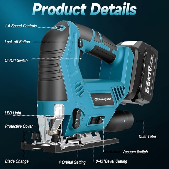 Cordless Jig Saw with 4000mAh Battery