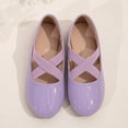 thumbnail image 2 of Girls Ballet Flat Dress Shoes Elastic Band Mary Jane Wedding Party Shoes Solid Color Casual School Shoes Purple 12 Little Kid, 2 of 5