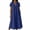 Blue, variant on Horkkom Linen Dress Women Short Sleeve V Neck Solid Color Maxi Dresses Loose Casual T Shirt Dress, S-2XL