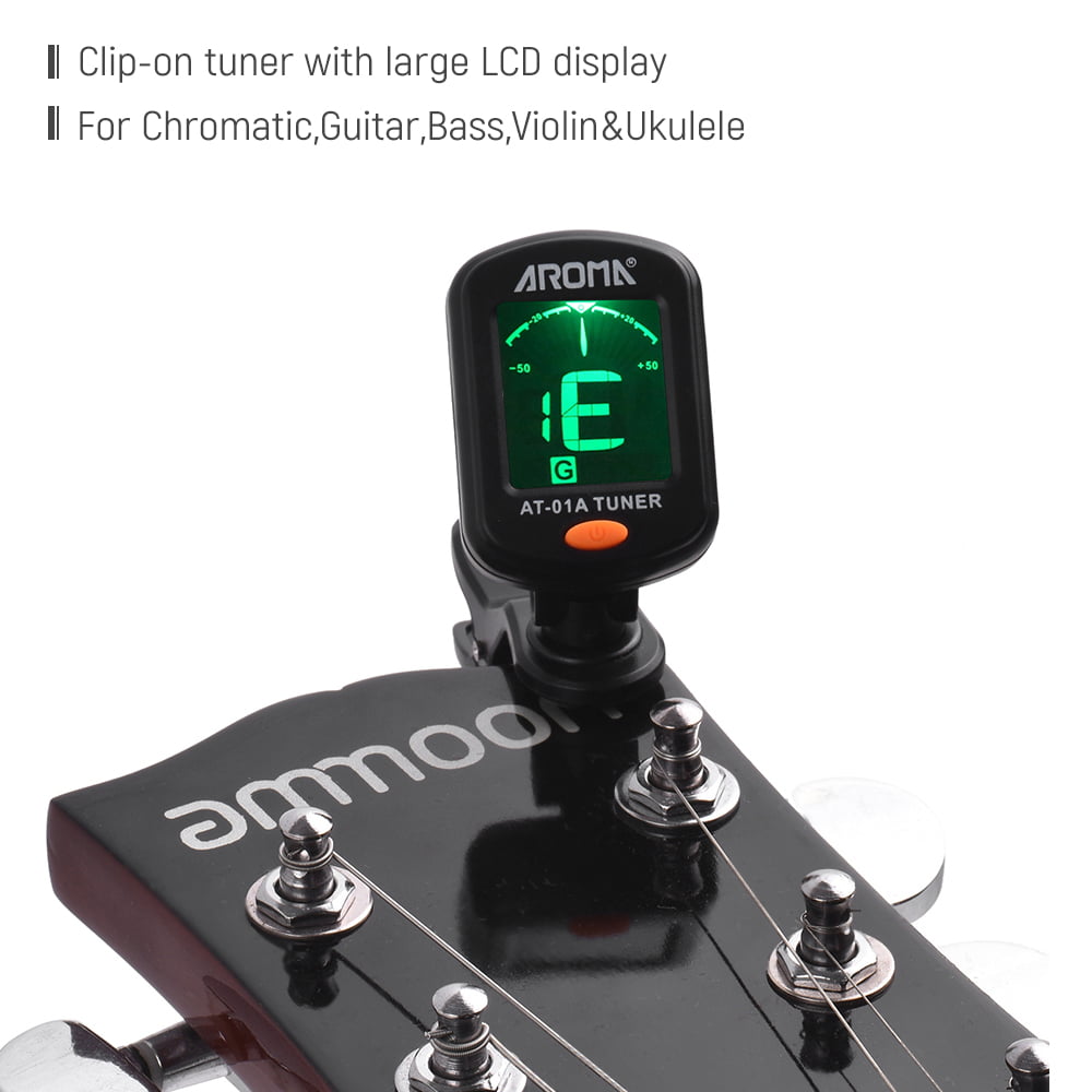 Ukulele Violin and Chromatic Tuning Modes for All Stringed Instruments Guitar Tuner Rechargeable Clip On Tuner with LCD Color Display with Guitar 