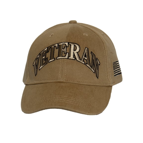 Mens Cotton US Military Veteran Hat - Army Navy Coast Guard Marine Cap, Veteran Khaki