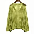thumbnail image 4 of NTACZA V Neck Womens Sweaters Green Hollowout Plus Size Sweater Bell Sleeve Fishnet Baggy Knit Shirt Ladies Jumper XL, 4 of 6