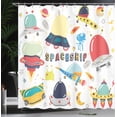 thumbnail image 4 of Ambesonne Science Party Shower Curtain, Spaceships and Aliens, 69"Wx70"L, White Multicolor, 4 of 5
