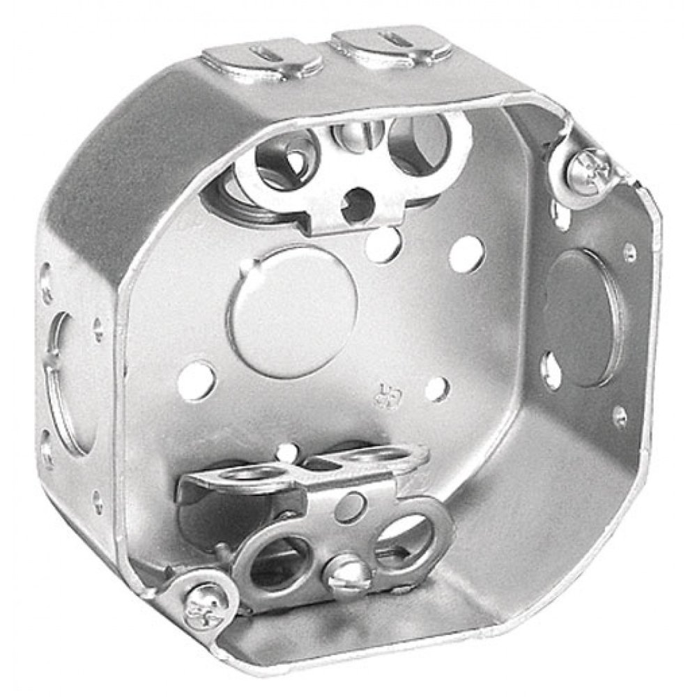 2 Pcs, 4 In. Octagon Box, 11/2 In. Deep, (2) 1/2 In. Side Knockouts