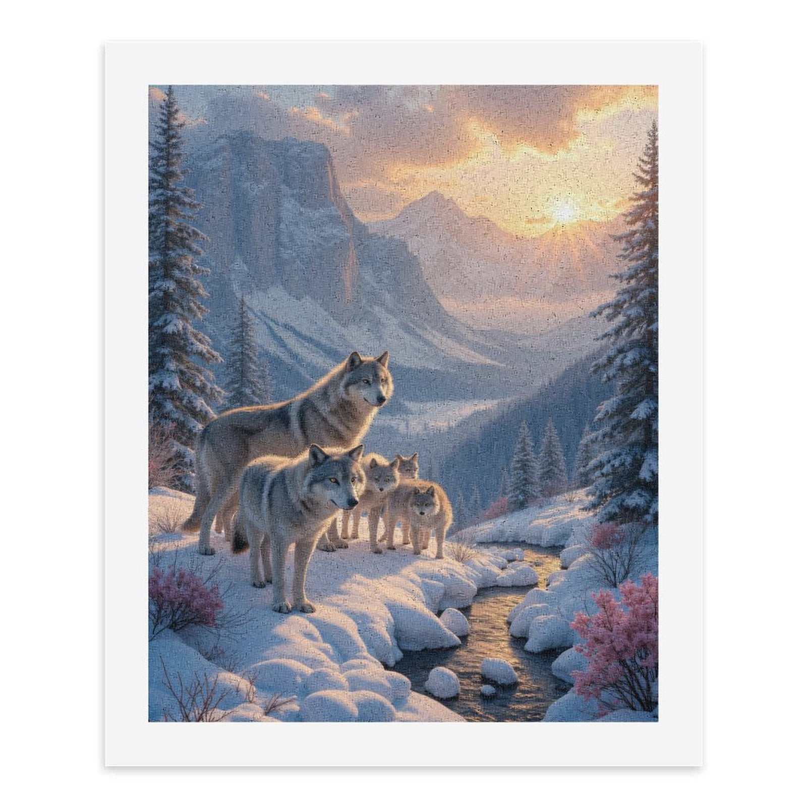 Paint by Numbers Kit for Adults, Winter Wolves Majestic Mountain Sunrise Paint by Numbers, Easy Paint by Numbers Kit for Adults Beginner, DIY Adult Paint by Number Kits on Canvas, Home Decor