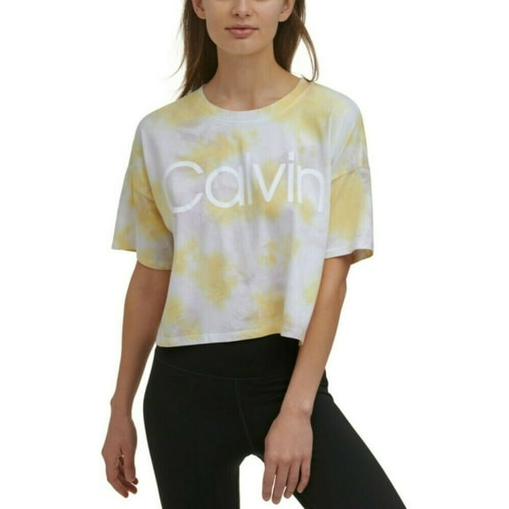 Calvin Klein Womens Performance Cropped Tie-Dyed T-Shirt;XX-Large