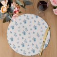 thumbnail image 3 of Spring Floral Round 13 Inch Placemats Set of 2, Blue Cherry Flowers Blossoms Beige HeatResistant Non Slip Place Mats for Dining Table, Wipeable Braided Kitchen Table Mats for Housewarming, 3 of 9