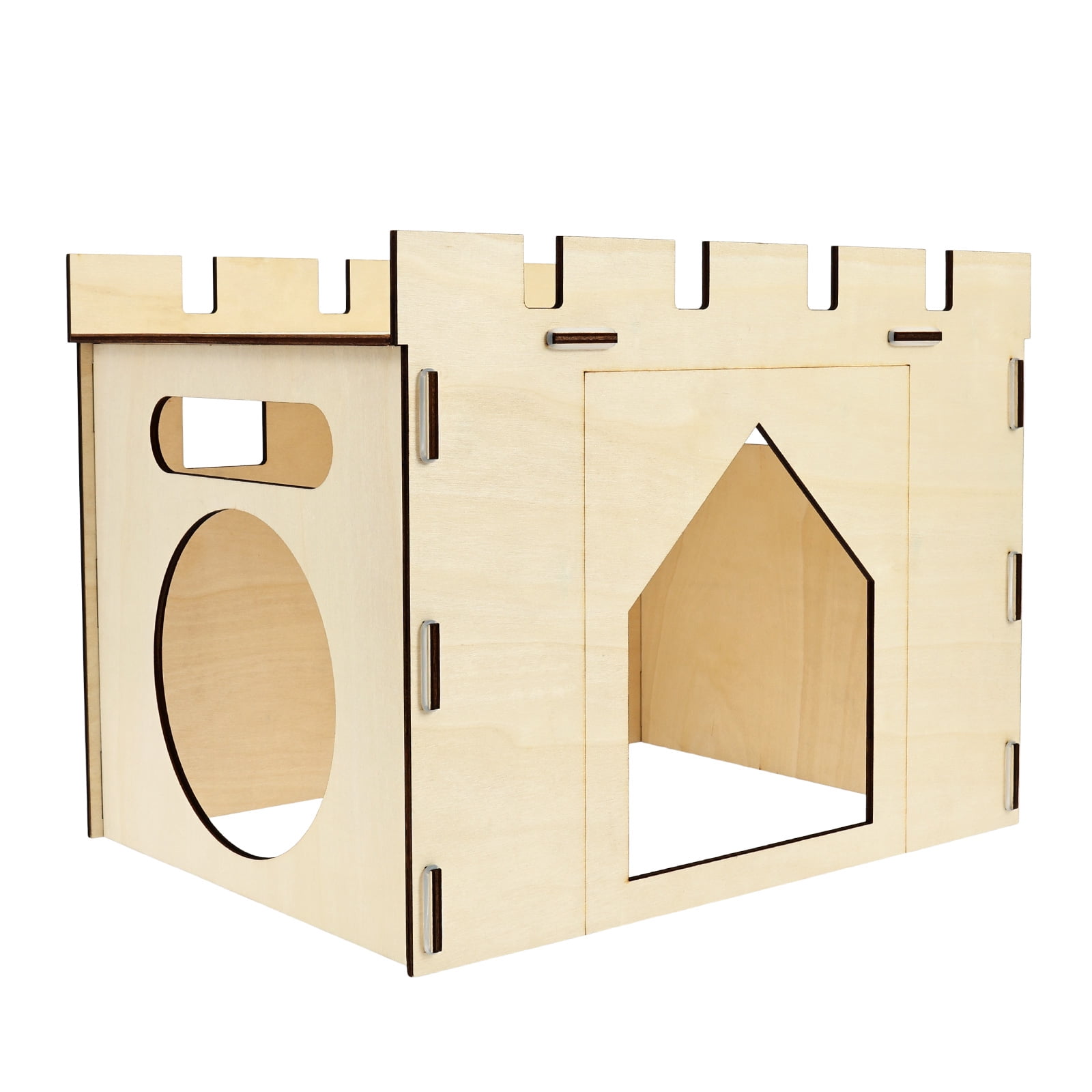 Wooden Bunny Castle House Easy Assembly Large Rabbit Hideout House Detachable Rabbit Castle Playhouse for Guinea Pig Chinchilla Gift for Rabbit Lover Wood