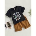 thumbnail image 3 of Bagilaanoe 2pcs Toddler Baby Boys Short Pants Set Letter Print Short Sleeve T-Shirts Tops + Shorts 3M 6M 12M 18M 24M 3T Kids Casual Summer Outfits, 3 of 8
