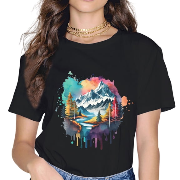 Nature Watercolor Landscape Mountains T-Shirt