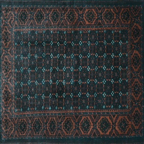 Ahgly Company Indoor Square Persian Light Blue Traditional Area Rugs, 4' Square