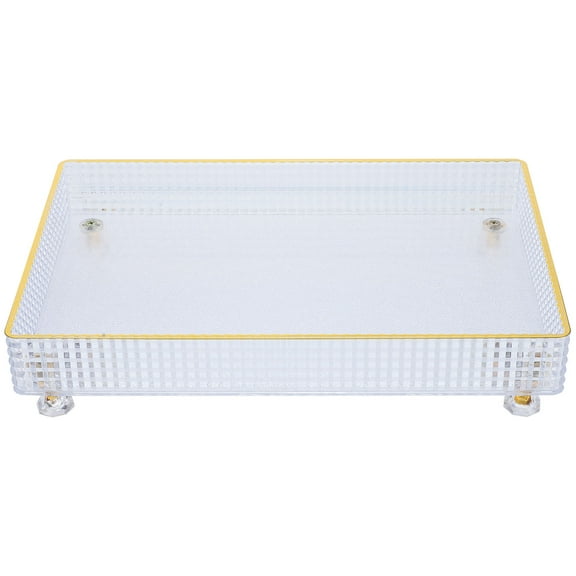 Masteelf Household Rectangular Fruit Plate with Gold Trim Fruit Desserts Serving Tray Snack Plate