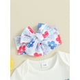 thumbnail image 5 of Jxzom Newborn Baby Girl My First 4th Of July Outfit 3 6 12 18 Months Short Sleeve Romper Romper Shirt Top Flare Pants Headband Set, 5 of 8
