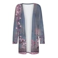 thumbnail image 5 of XFLWAM Floral Print Cardigan for Women Lightweight Open Front Cotton Cardigans with Pockets Casual Thin Cardigan Sweaters Blue Green M, 5 of 5