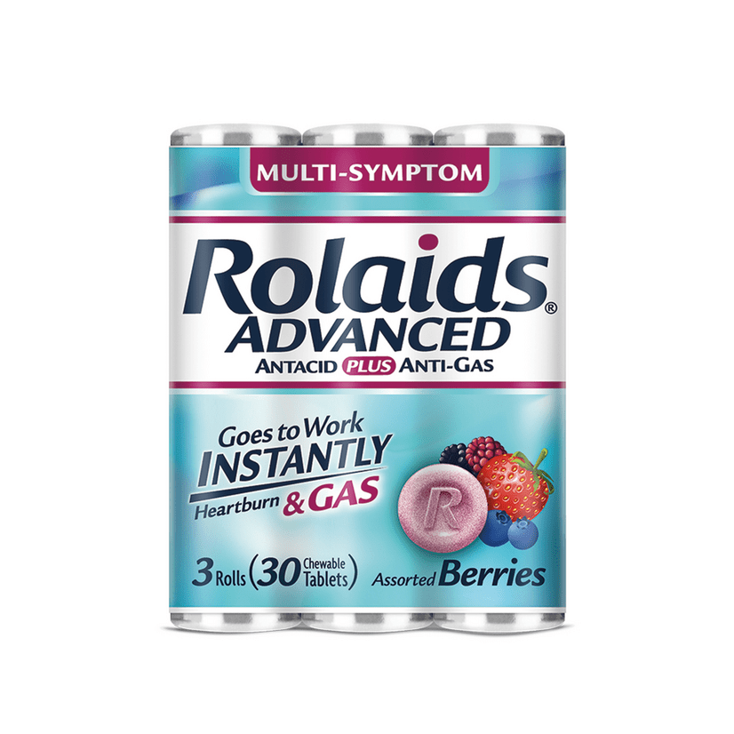Rolaids Advanced Tablets (3 x 10 Ct, Assorted Berries)