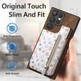 thumbnail image 5 of Allytech Galaxy S22 Ultra Case with Zipper Pocket & Cards Holder, Floral Slim Wallet Case for Girls Women Shockproof Stand Compatible with Car Mount Phone Case for Samsung Galaxy S22 Ultra -Brown, 5 of 9